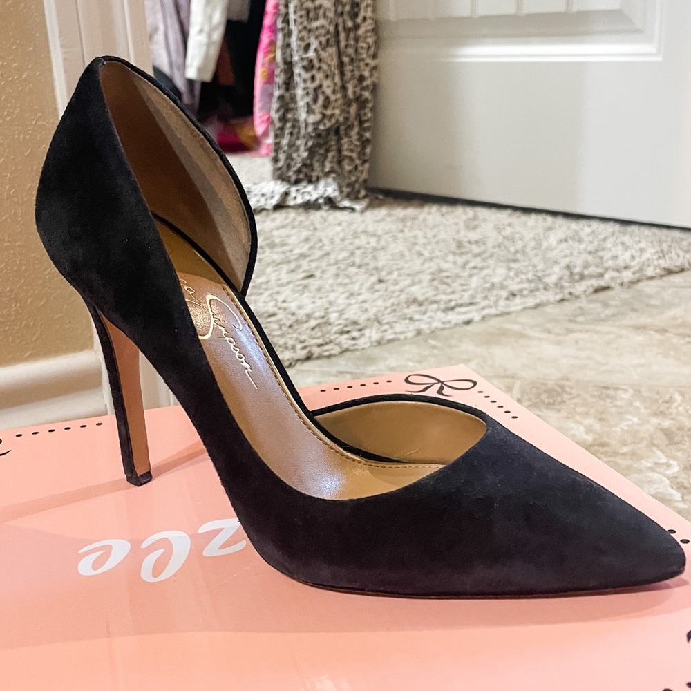 Jessica Simpson Black velour heels